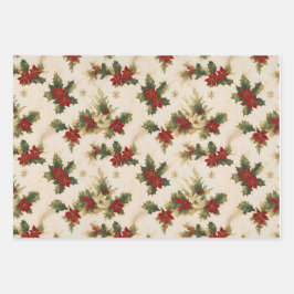 mistletoe Vintag Retro-Muster Weihnachtsgeschenke Geschenkpapier Set
