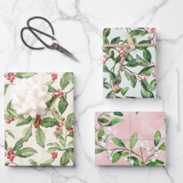 Mistletoe Vintage Weihnachtswrapping Paper Sheets Geschenkpapier Set
