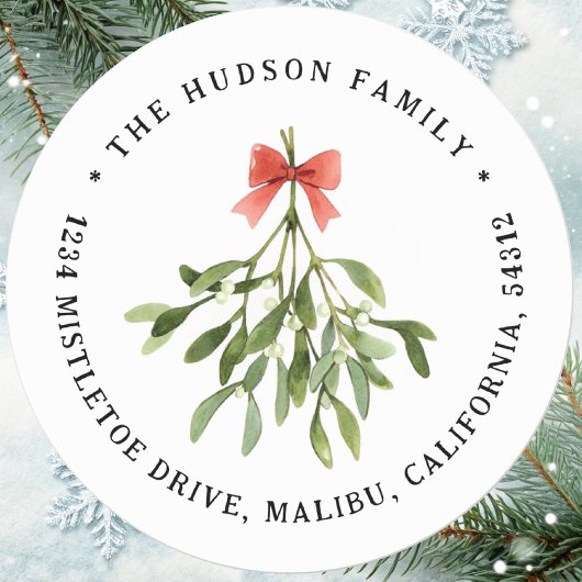 Mistletoe Weihnachtsfeiertage Rücksendeadresse Runder Aufkleber