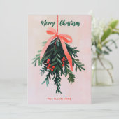 Mistletoe Weihnachtskarte Minimal Moderne Malerei Einladung (Stehend Vorderseite)