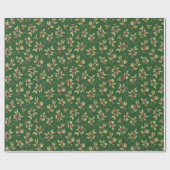 Mistletoe Weihnachtsmuster auf Grün Geschenkpapier (Flach)