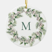 Mistletoe White Berry Mit Monogramm Kareth Weihnac Keramik Ornament (Vorne)