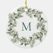 Mistletoe White Berry Mit Monogramm Kareth Weihnac Keramik Ornament (Hinten)