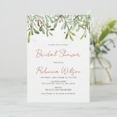 Mistletoe Winter Holidays Weihnachtsfest Brautpart Einladung (Stehend Vorderseite)