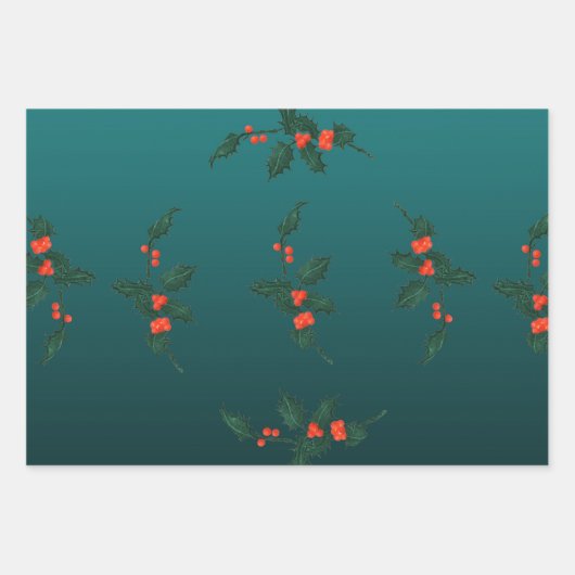 Mistletoe Wrapping Paper Flat Sheet Set 3 Geschenkpapier Set (Vorderseite 2)