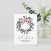 Mistletoe Wreath Christmas Feiertagspostkarte (Stehend Vorderseite)