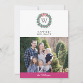 Mistletoe Wreath Christmas Holidays Foto | Rosa Einladung (Vorderseite)