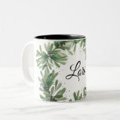 Mistletoe wreath monogram template Two-Tone coffee Zweifarbige Tasse (Vorderseite Links)