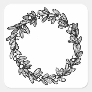 Mistletoe Wreath Quadratischer Aufkleber