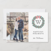 Mistletoe Wreath Ursprüngliches Weihnachtsfest Fot Einladung (Vorderseite)