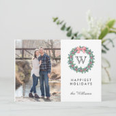 Mistletoe Wreath Ursprüngliches Weihnachtsfest Fot Einladung (Stehend Vorderseite)