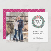 Mistletoe Wreath Ursprüngliches Weihnachtsfest Fot Einladung (Vorne/Hinten)