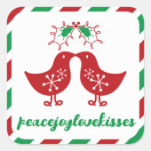 Mistletoes Kissing Chicks Mr & Mrs. 1. Weihnachten Quadratischer Aufkleber (Vorderseite)
