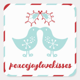 Mistletoes Kissing Chicks Mr & Mrs. 1. Weihnachten Quadratischer Aufkleber