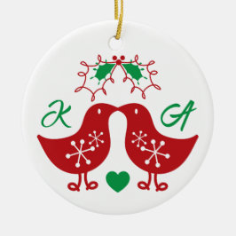 Mistletoes Küsing Chicks Mr. und Mrs. Foto Wedding Keramikornament