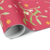 Mistletographisch rot-grüne Weihnachtsverpackung Geschenkpapier (Rolleneckpunkt)