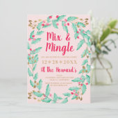 Mistleton Aquarellgold Weihnachtsmaus Einladung (Stehend Vorderseite)