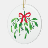 MistletoNAME & NAME Jahr Feierlicher Roter grüner  Keramik Ornament (Links)