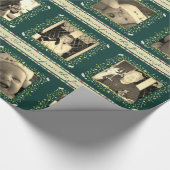 Mistletostripes grüne Creme Weihnachtsgeschenk Fot Geschenkpapier (Ecke)