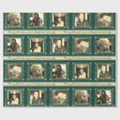 Mistletostripes grüne Creme Weihnachtsgeschenk Fot Geschenkpapier (Flach)