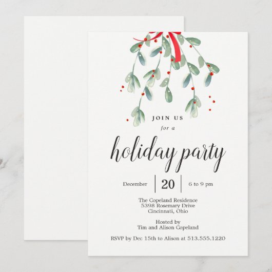 Mistletowein Weihnachtsfeier Einladung (Vorne/Hinten)
