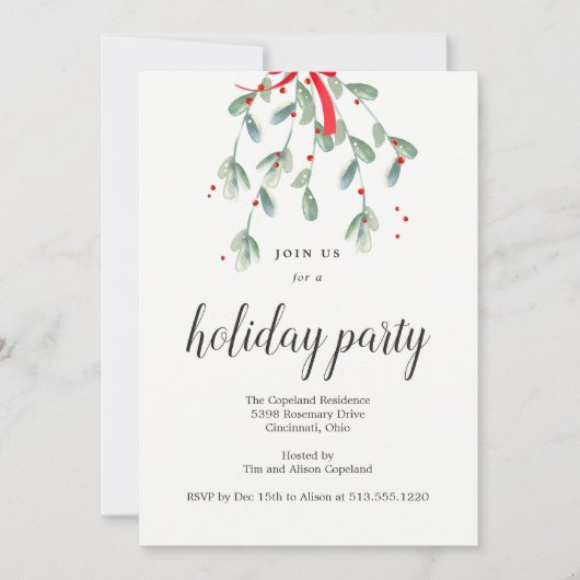 Mistletowein Weihnachtsfeier Einladung (Vorderseite)