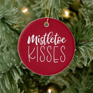 Mistletoz Kisses Rote Weihnachten Keramik Ornament