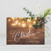 Mistletozweig Rustikale Weihnachtsgrüße Feiertagskarte (Stehend Vorderseite)