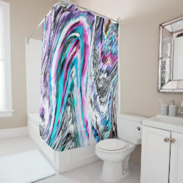 Misto de gradiente e chuviscado, ciano e pink duschvorhang