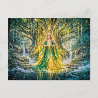 Mistress Beneath the World Tree Enchanted Fantasy Postkarte