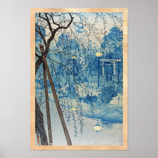 Misty Abend am Shinobazu Pond, Tokyo Kasamatsu Poster (Vorne)