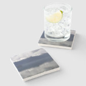 Misty Alaskan Sea in Shades of Blue Steinuntersetzer (Seitenansicht)