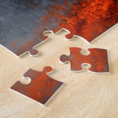 Misty Autumn Forest with Crimson Blätter Puzzle (Seite)