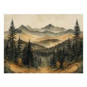 Misty Autumn Forest - Zen Nature Wall Kunstdrucker Poster (Vorderseite)