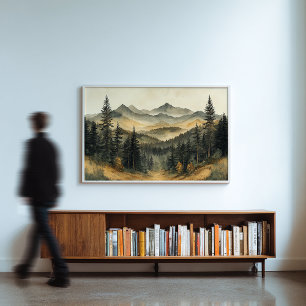 Misty Autumn Forest - Zen Nature Wall Kunstdrucker Poster