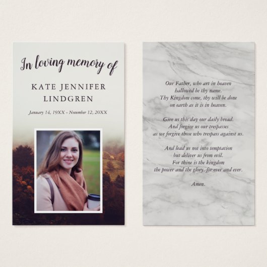 Misty Autumn Foto Prayer Card (Vorne & Hinten)