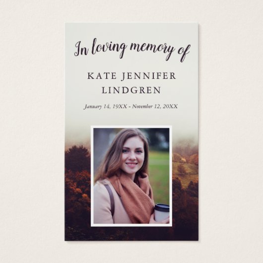 Misty Autumn Foto Prayer Card (Vorderseite)