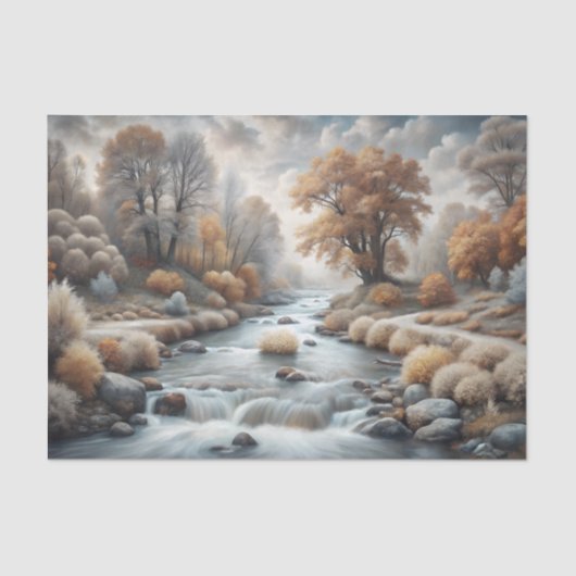 Misty Autumn River Glow Decoupage Seidenpapier (Vorderseite)