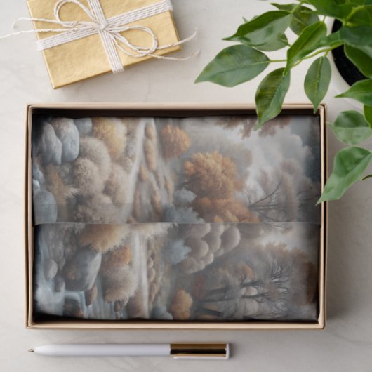 Misty Autumn River Glow Decoupage Seidenpapier (Geschenk)