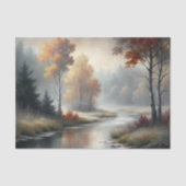 Misty Autumn River Scene Landscape Decoupage Seidenpapier (Vorderseite)