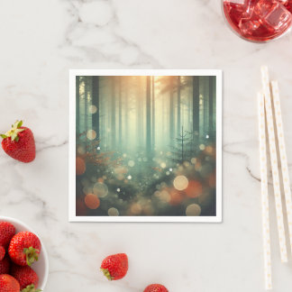 Misty Autumnal Morning Forest Bokeh Découpage Serviette