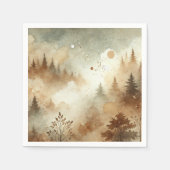 Misty Autumnal Watercolor Forest Découpage Napkins Serviette (Vorderseite)