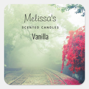 Misty Bahn Landschaftliches Foto Candle Biz Quadratischer Aufkleber
