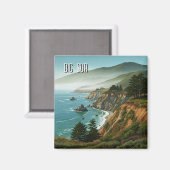 Misty Big Sur California Travel Magnet (Vorderseite/Rückseite)