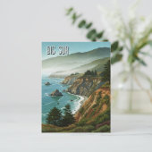 Misty Big Sur California Travel Postkarte (Stehend Vorderseite)