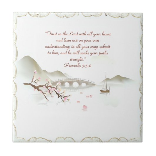 Misty Blossom Crossing Bible Verse Keramik Tile Fliese (Vorderseite)