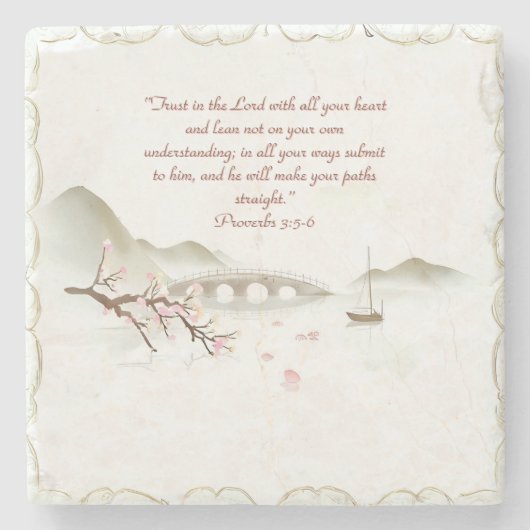 Misty Blossom Crossing Bible Verse Keramik Tile Steinuntersetzer (Vorderseite)