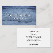 Misty Blue abstrakt Granite Marmormuster Visitenkarte (Vorne/Hinten)