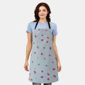 Misty Blue Deep Pink Cosmos Floral Pattern Schürze (Getragen)