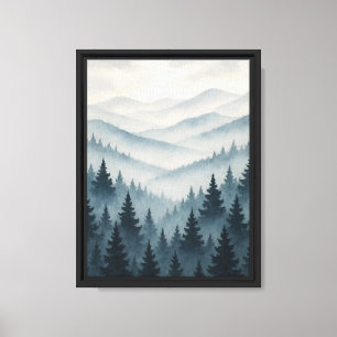Misty Blue Forest Mountain Landschaft Leinwanddruck